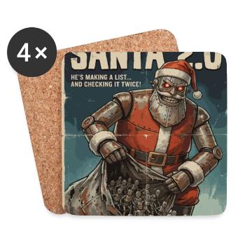 Santa 2.0 Cyborg - Untersetzer (4er-Set) - Weiß - Vorne