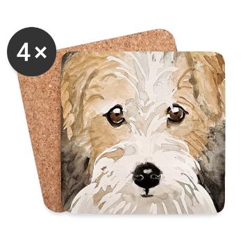 Terrier Welpe,  - Untersetzer (4er-Set) - Weiß - Vorne