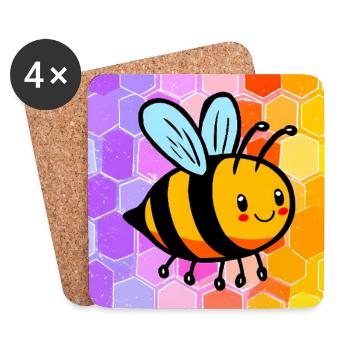 Biene - Untersetzer (4er-Set) - Weiß - Vorne