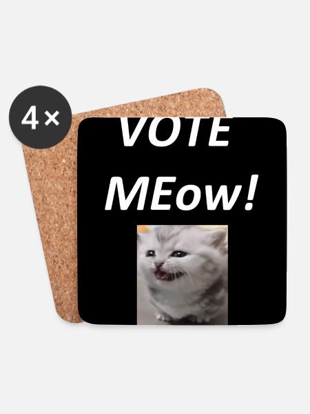 Vote Meow Katziger Wahlwitz - Untersetzer (4er-Set) - Weiß
