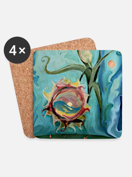Surreale sonnenbeschienene Meereskreaturen Kunst - Untersetzer (4er-Set) - Weiß