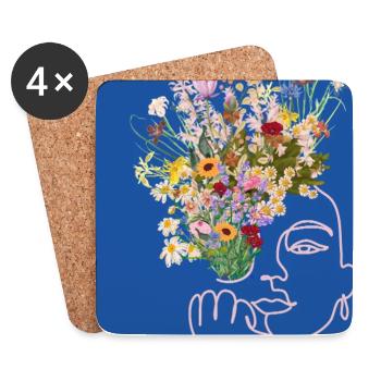 Blumenfrau - Untersetzer (4er-Set) - Weiß - Vorne