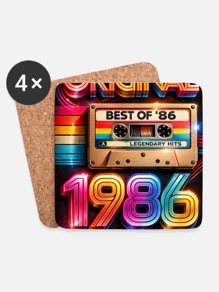 Original-Neon-Kassette von 1986 - Untersetzer (4er-Set) - Weiß
