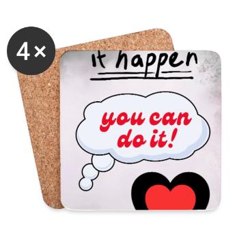 Mach es wahr – You can do it Herz - Untersetzer (4er-Set) - Weiß - Vorne
