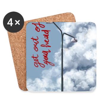 Wolken und Straßenlaterne am Himmel - Untersetzer (4er-Set) - Weiß - Vorne