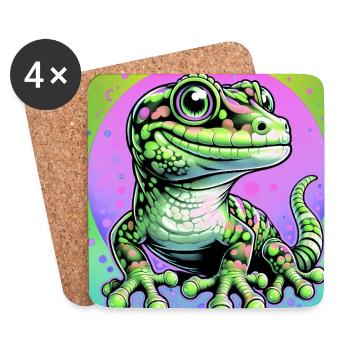 Gecko - Untersetzer (4er-Set) - Weiß - Vorne
