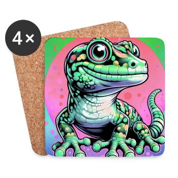 Gecko - Untersetzer (4er-Set) - Weiß - Vorne