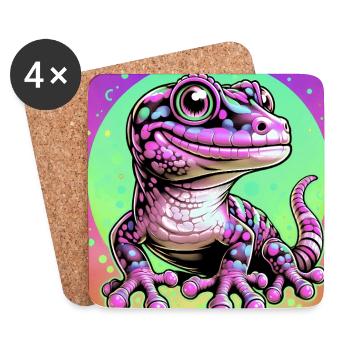 Gecko - Untersetzer (4er-Set) - Weiß - Vorne