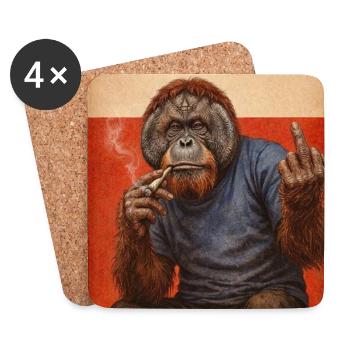 Zero Fucks Given Ape - Untersetzer (4er-Set) - Weiß - Vorne