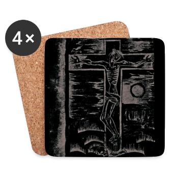 Expressionist_Crucifixion_Woodcut_Art - Untersetzer (4er-Set) - Weiß - Vorne