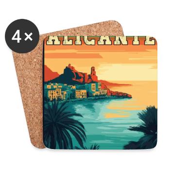 Erleben Sie den mediterranen Charme von Alicante, Spanien - Untersetzer (4er-Set) - Weiß - Vorne