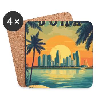 Erleben Sie die Desert City Skyline von Doha in Katar - Untersetzer (4er-Set) - Weiß - Vorne