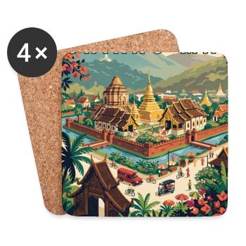 Erleben Sie die Tempel von Chiang Mai in Thailand - Untersetzer (4er-Set) - Weiß - Vorne