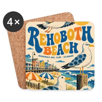 Erleben Sie Rehoboth Beach, Delaware Retro Seaside - Untersetzer (4er-Set) - Weiß - Vorne