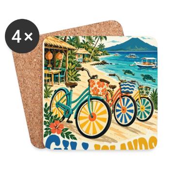 Erleben Sie Gili Islands Indonesien Retro Tropical - Untersetzer (4er-Set) - Weiß - Vorne