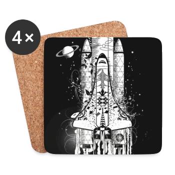 Fantasievolles Space Shuttle im Graffiti Stil - Untersetzer (4er-Set) - Weiß - Vorne