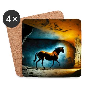 Prähistorisches Pferd 01 - Untersetzer (4er-Set) - Weiß - Vorne