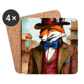 Western Fuchs Glückspieler - Untersetzer (4er-Set) - Weiß - Vorne