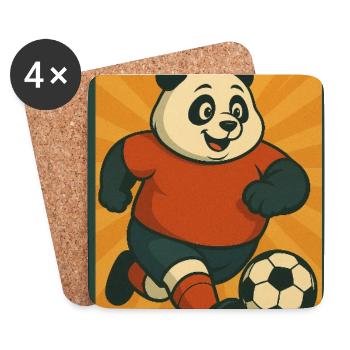 Dynamischer Fußballpanda - Untersetzer (4er-Set) - Weiß - Vorne