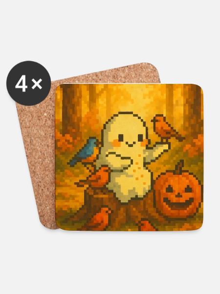 Geist Herbst pixel art - Untersetzer (4er-Set) - Weiß