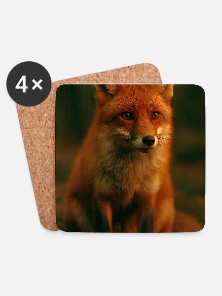 Wilde Tiere, Fuchs - Untersetzer (4er-Set) - Weiß