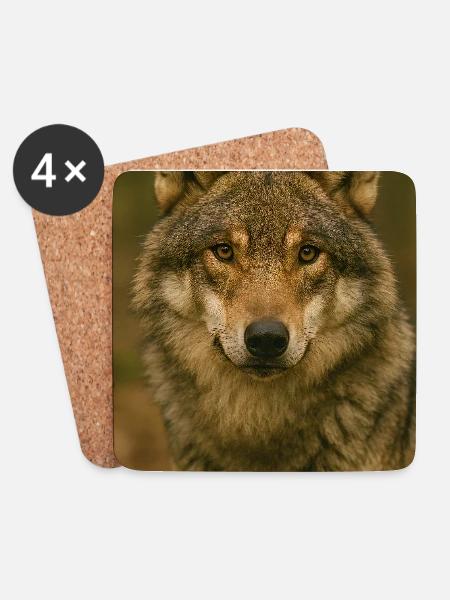 Tier, Wolf - Untersetzer (4er-Set) - Weiß