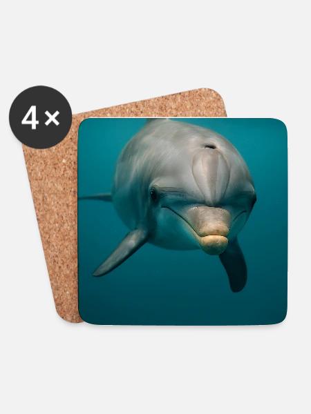 Tiere - Delfin - Untersetzer (4er-Set) - Weiß