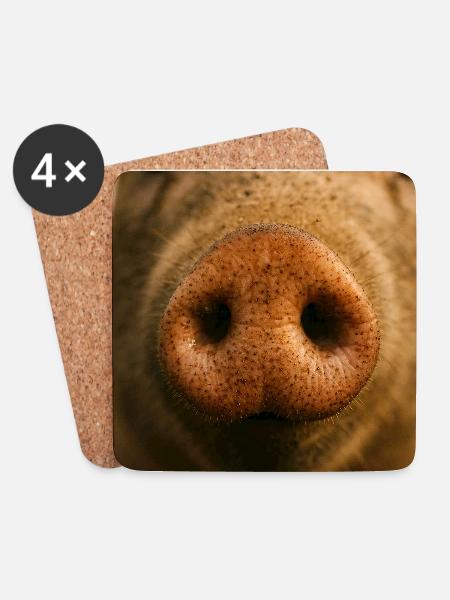 Warme Nahaufnahme von Pig Snout - Untersetzer (4er-Set) - Weiß