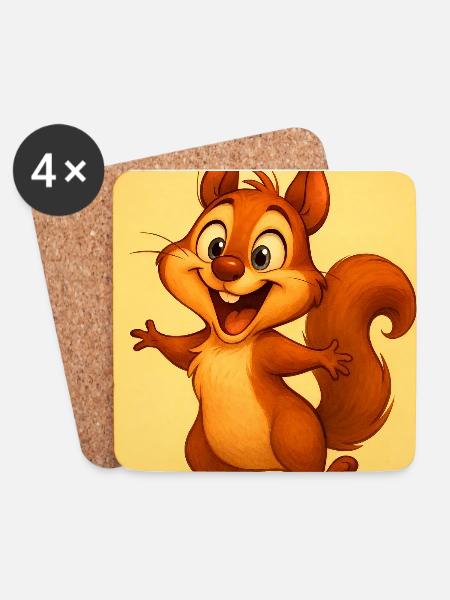 Sonneniges, verspieltes Eichhörnchen - Untersetzer (4er-Set) - Weiß