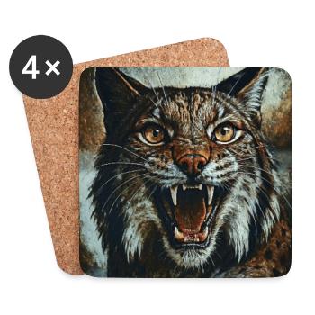 Wildkatze im Zorn - Untersetzer (4er-Set) - Weiß - Vorne