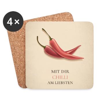Mit dir Chilli am liebsten - Untersetzer (4er-Set) - Weiß - Vorne