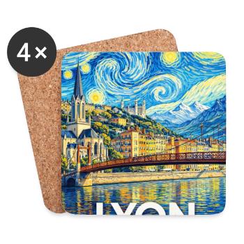 Lyon, Frankreich - Untersetzer (4er-Set) - Weiß - Vorne
