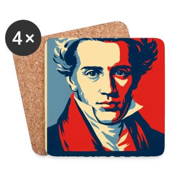 Kierkegaard Pop-Art-Porträt - Untersetzer (4er-Set) - Weiß - Vorne