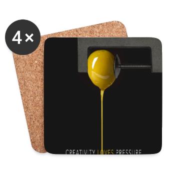 Creativity Loves Pressure Minimalistisches Poster - Untersetzer (4er-Set) - Weiß - Vorne