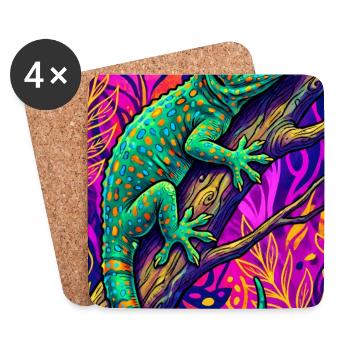 Gecko - Untersetzer (4er-Set) - Weiß - Vorne