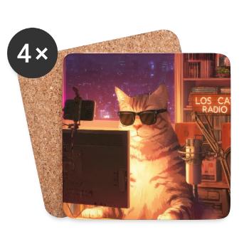 Cat Stream Neon Studio - Untersetzer (4er-Set) - Weiß - Vorne
