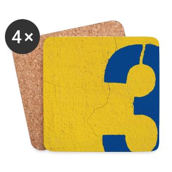 Number 3 – Abstrakte Street Art Wandkunst - Untersetzer (4er-Set) - Weiß - Vorne