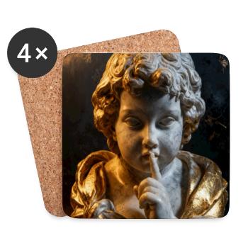 Flüsternder Cherub im goldenen Schein - Untersetzer (4er-Set) - Weiß - Vorne