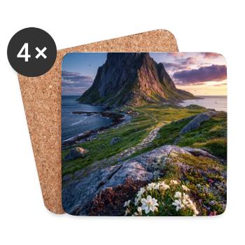 Coastal Peak mit Wildblumen - Untersetzer (4er-Set) - Weiß - Vorne