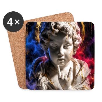 Cherubische Graffiti-Statue - Untersetzer (4er-Set) - Weiß - Vorne