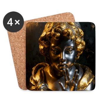 Goldene Shush-Cherub-Büste - Untersetzer (4er-Set) - Weiß - Vorne
