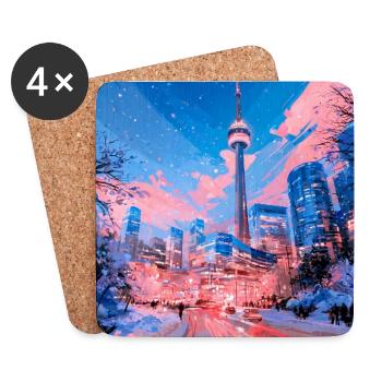 Neon Snow City Toronto - Untersetzer (4er-Set) - Weiß - Vorne