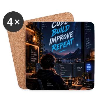 Code Build Improve Repeat Night Dev Studio - Untersetzer (4er-Set) - Weiß - Vorne