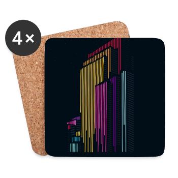 Urban Frequency – Moderne Skyline mit Schriftzug - Untersetzer (4er-Set) - Weiß - Vorne