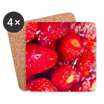 Frische Erdbeeren Erdbeerposter - Untersetzer (4er-Set) - Weiß - Vorne