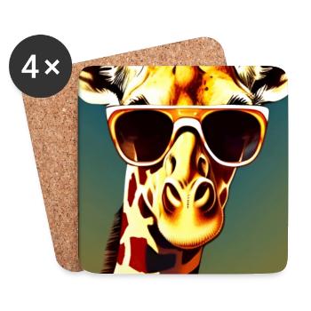 Giraffe Sonnenbrille Tierwelt Tiere Zoo Safari - Untersetzer (4er-Set) - Weiß - Vorne