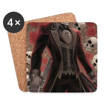 Totenkopf Mann - Untersetzer (4er-Set) - Weiß - Vorne