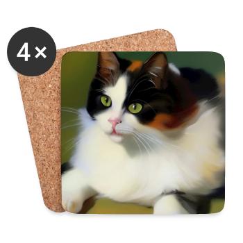 Katzen Bild - Untersetzer (4er-Set) - Weiß - Vorne