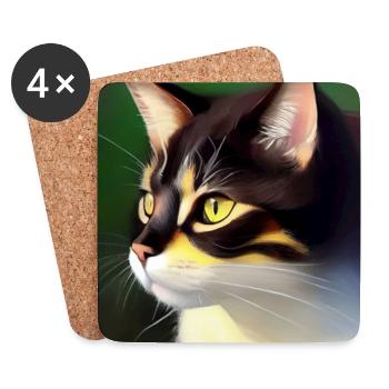 Katzen Bild - Untersetzer (4er-Set) - Weiß - Vorne