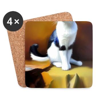 Katzen Bild - Untersetzer (4er-Set) - Weiß - Vorne